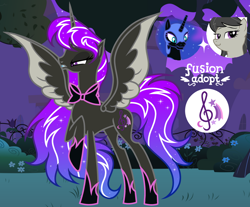 Size: 1280x1060 | Tagged: safe, artist:vi45, nightmare moon, octavia melody, oc, alicorn, pony, g4, concave belly, female, fusion, fusion:nightmare moon, fusion:octavia melody, mare, slender, tall, thin