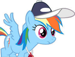 Size: 9641x7414 | Tagged: safe, artist:retroponybro, rainbow dash, pegasus, pony, g4, cap, female, flying, hat, inkscape, mare, simple background, solo, transparent background, vector