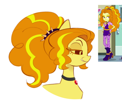 Size: 2048x1814 | Tagged: safe, artist:risswm, adagio dazzle, earth pony, pony, equestria girls, g4, my little pony equestria girls: rainbow rocks, bust, earth pony adagio dazzle, equestria girls ponified, female, grin, mare, no sclera, ponified, ponytail, profile, screencap reference, simple background, smiling, solo, white background