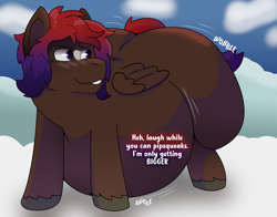 Size: 2100x1644 | Tagged: safe, artist:brushwork, oc, oc:shaded star, pegasus, pony, belly, bhm, big belly, commission, fat, huge belly, huge butt, large butt, male, solo, stallion, ych result