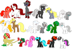 Size: 2348x1628 | Tagged: safe, artist:meghan12345, dragon, earth pony, griffon, pegasus, pony, robot, robot pony, unicorn, g4, apple (inanimate insanity), balloon (inanimate insanity), baseball (inanimate insanity), bomb (inanimate insanity), bow (inanimate insanity), colored hooves, colt, dragonified, female, filly, foal, folded wings, griffonized, grin, group, headband, hooves, horn, inanimate insanity, knife (inanimate insanity), lidded eyes, lightbulb (inanimate insanity), male, mare, marshmallow (inanimate insanity), mephone4, mephone4s, mephone5, nickel (inanimate insanity), nonbinary, oj (inanimate insanity), open mouth, open smile, paintbrush (inanimate insanity), paper (inanimate insanity), pepper (inanimate insanity), pickle (inanimate insanity), ponified, raised hoof, salt (inanimate insanity), simple background, smiling, smirk, species swap, spread wings, stallion, sunglasses, taco (inanimate insanity), transparent background, wings