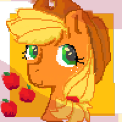 Size: 1200x1200 | Tagged: safe, artist:blaze_x2, applejack, earth pony, pony, g4, apple, digital art, female, food, mare, pixel art, solo