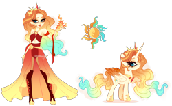 Size: 6560x4064 | Tagged: safe, artist:gihhbloonde, alicorn, human, pony, clothes, female, human ponidox, magical lesbian spawn, mare, offspring, parent:princess celestia, parent:sunset shimmer, parents:sunsestia, self paradox, self ponidox, simple background, transparent background