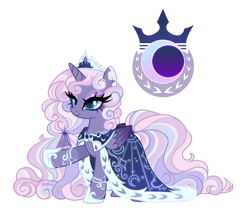 Size: 3050x2652 | Tagged: safe, artist:afterglory, oc, oc only, unnamed oc, alicorn, pony, adoptable, alicorn oc, alternate versions at source, base used, blue eyes, blue pupils, bracer, cape, clothes, colored eyelashes, colored pupils, colored wings, colored wingtips, crown, curly mane, curly tail, dress, ear markings, female, female oc, folded wings, for sale, gradient wings, gradient wingtips, hair accessory, hair tie, hoof shoes, horn, jewelry, lidded eyes, long mane, long tail, mane accessory, mare, mare oc, multicolored mane, multicolored tail, princess shoes, purple coat, purple eyelashes, raised hoof, regalia, signature, simple background, solo, sparkly eyeshadow, tail, thick eyelashes, three quarter view, tiara, tied mane, transparent background, unicorn horn, wall of tags, wings