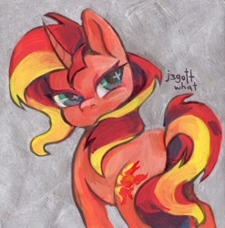 Size: 1266x1280 | Tagged: safe, artist:j3gottwhat, sunset shimmer, pony, unicorn, g4, female, horn, solo