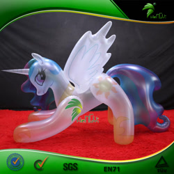 Size: 750x750 | Tagged: safe, princess celestia, alicorn, inflatable pony, g4, bootleg, carpet, facing left, female, frame, hongyi, hoof shoes, inflatable, inflatable alicorn, irl, iwtcird, mare, meme, obtrusive watermark, peytral, photo, red carpet, solo, spread wings, translucent inflatable, valve, watermark, wingboner, wings