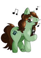 Size: 1240x1754 | Tagged: safe, artist:galactichooves, oc, oc only, oc:writtendreams, earth pony, pony, rainbow rocks 10th anniversary, full body, green, ibispaint x, microphone, simple background, solo, transparent background