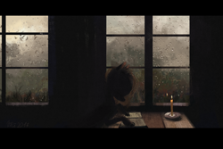 Size: 2000x1339 | Tagged: safe, artist:wolfiedrawie, oc, oc only, oc:drew, pegasus, pony, atg 2017, backlighting, candle, crossover, female, game of thrones, mare, newbie artist training grounds, profile, reading, solo, window