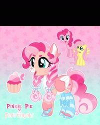 Size: 1440x1799 | Tagged: safe, artist:crem-shop, fluttershy, pinkie pie, g4, abstract background, braid, clothes, duo, duo female, female, fusion, fusion:fluttershy, fusion:pinkie pie, gradient background, socks, striped socks