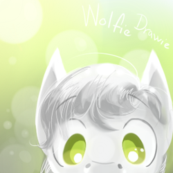 Size: 300x300 | Tagged: safe, artist:wolfiedrawie, oc, oc only, pony, abstract background, peeking, solo