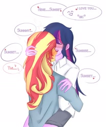 Size: 1869x2243 | Tagged: safe, artist:eddin_sciset, sci-twi, sunset shimmer, twilight sparkle, equestria girls, g4, blushing, drunk, drunker shimmer, duo, duo female, female, lesbian, ship:sci-twishimmer, ship:sunsetsparkle, shipping, simple background, white background