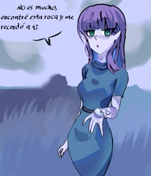 Size: 1515x1769 | Tagged: safe, artist:lux_zeppeli, maud pie, equestria girls, g4, female, solo, spanish, translation request