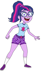 Size: 1280x2195 | Tagged: safe, artist:kaigirly, sci-twi, twilight sparkle, human, equestria girls, g4, female, glasses, hailey's on it!, ponytail, simple background, solo, transparent background