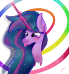 Size: 865x924 | Tagged: safe, artist:tractaresolidum, twilight sparkle, alicorn, pony, g4, 2015, glowing, glowing horn, horn, old art, older, older twilight, silly, silly pony, simple background, solo, tongue out, transparent background