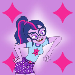 Size: 1280x1280 | Tagged: safe, artist:kaigirly, sci-twi, twilight sparkle, human, equestria girls, g4, female, hailey's on it!, icon, solo