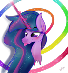 Size: 1500x1600 | Tagged: safe, artist:tractaresolidum, twilight sparkle, alicorn, pony, g4, 2015, glowing, glowing horn, horn, old art, older, older twilight, silly, silly pony, simple background, solo, tongue out, transparent background