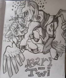 Size: 1280x1513 | Tagged: safe, artist:its-shrimple, rarity, twilight sparkle, alicorn, pony, unicorn, g4, duo, duo female, female, horn, solo, traditional art, twilight sparkle (alicorn)