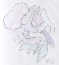 Size: 3203x3494 | Tagged: safe, artist:dinexistente, oc, oc only, oc:file folder, clothes, gay, kissing, male, scarf, stallion, traditional art