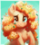 Size: 1750x2000 | Tagged: safe, artist:candy meow, pear butter, earth pony, pony, g4, blushing, cheek fluff, chest fluff, cute, ear fluff, female, flower, flower in hair, happy, leaf, looking up, mare, messy mane, pearabetes, raised hoof, shy, smiling, solo