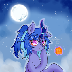 Size: 4096x4096 | Tagged: safe, artist:dw_atias, oc, oc only, oc:illusory, kirin, female, food, kirin oc, moon, mooncake, outdoors, solo