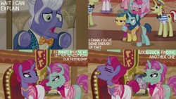 Size: 2000x1125 | Tagged: safe, edit, edited screencap, editor:quoterific, screencap, flam, flim, gladmane, trapeze star, trotsky, earth pony, pony, unicorn, g4, viva las pegasus, brothers, flim flam brothers, horn, indoors, siblings, unnamed character, unnamed pony