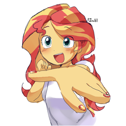 Size: 2048x2048 | Tagged: safe, artist:izuchi, sunset shimmer, human, equestria girls, g4, manicure, nails, simple background, solo, white background