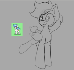 Size: 944x899 | Tagged: safe, artist:cotarsis, oc, oc only, pegasus, pony, pony town, gray background, looking at you, simple background, sketch, solo