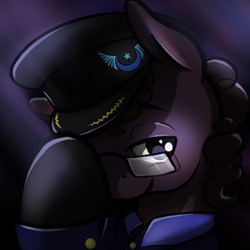 Size: 400x400 | Tagged: safe, artist:wolfiedrawie, oc, oc only, earth pony, pony, cap, captain, clothes, glasses, hat, male, new lunar republic, solo, stallion, uniform