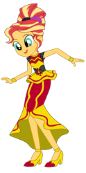 Size: 1900x3840 | Tagged: safe, artist:gmaplay, sunset shimmer, human, equestria girls, equestria girls specials, g4, my little pony equestria girls: dance magic, alternate hairstyle, clothes, cropped, cute, dress, flamenco dress, high heels, shimmerbetes, shoes, simple background, solo, sunset shimmer day, sunset shimmer flamenco dress, transparent background, unf, vector