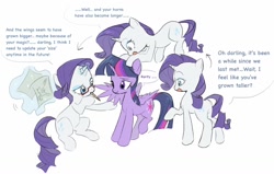 Size: 1448x919 | Tagged: safe, artist:wooodd_, rarity, twilight sparkle, alicorn, pony, unicorn, g4, cute, duo, duo female, female, horn, i can't believe it's not chub-wub, lesbian, paper, pencil, ship:rarilight, shipping, simple background, text, twilight sparkle (alicorn), white background