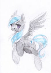 Size: 800x1139 | Tagged: safe, artist:wolfiedrawie, oc, oc only, oc:northern cross, pegasus, pony, female, flying, mare, simple background, solo, spread wings, traditional art, white background, wings