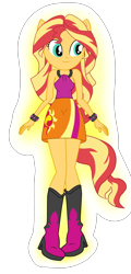 Size: 1900x3970 | Tagged: safe, artist:gmaplay, sunset shimmer, pony, rainbow rocks 10th anniversary, equestria girls, g4, my little pony equestria girls: rainbow rocks, bare shoulders, clothes, cute, ears, outline, ponied up, pony ears, post-transformation, shimmerbetes, simple background, skirt, sleeveless, solo, sunset shimmer's skirt, transformation, transparent background, white outline