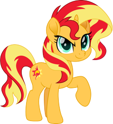 Size: 1647x1800 | Tagged: safe, artist:cloudy glow, sunset shimmer, pony, unicorn, g4, cute, female, horn, looking at you, mare, movie accurate, raised hoof, shimmerbetes, simple background, solo, sunset shimmer day, transparent background, vector