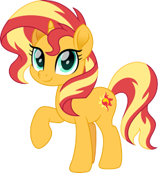 Size: 1643x1800 | Tagged: safe, artist:cloudy glow, sunset shimmer, pony, unicorn, g4, cute, female, horn, looking at you, mare, movie accurate, raised hoof, shimmerbetes, simple background, solo, sunset shimmer day, transparent background, vector