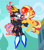 Size: 2500x2839 | Tagged: safe, artist:gmaplay, sunset shimmer, oc, oc:banshee, kirin, nirik, pony, unicorn, fanfic:legend of black unicorn, equestria girls, g4, armor, cute, duo, female, fight, gundam, gundam banshee, gundam unicorn, horn, kirin oc, mare, outdoors, shimmerbetes