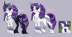 Size: 1280x659 | Tagged: safe, artist:malinraf1615, rarity, pony, g4, alternate design, simple background, solo