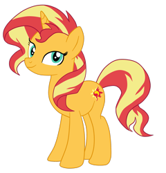 Size: 1900x1977 | Tagged: safe, artist:gmaplay, sunset shimmer, pony, unicorn, equestria girls, g4, cute, horn, shimmerbetes, simple background, solo, standing, sunset shimmer day, transparent background