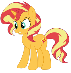 Size: 2268x2323 | Tagged: safe, artist:gmaplay, sunset shimmer, pony, unicorn, equestria girls, g4, cute, horn, shimmerbetes, simple background, solo, standing, sunset shimmer day, transparent background