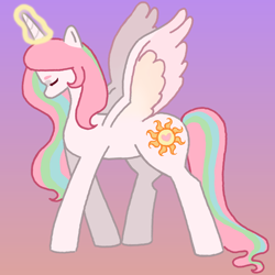 Size: 4000x4000 | Tagged: safe, artist:desire0884, princess celestia, alicorn, pony, g4, eyes closed, female, glowing, glowing horn, gradient background, horn, magic, magic aura, mare, solo, spread wings, tail, wings