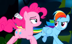 Size: 866x534 | Tagged: safe, screencap, pinkie pie, rainbow dash, pony, daring done?, g4, duo, duo female, female, running