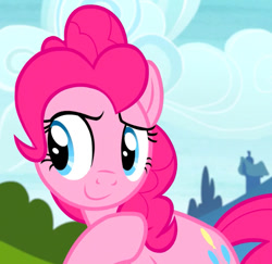 Size: 617x600 | Tagged: safe, screencap, pinkie pie, earth pony, pony, g4, rock solid friendship, cropped, outdoors, solo