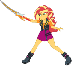 Size: 3228x2952 | Tagged: safe, artist:gmaplay, sunset shimmer, equestria girls, g4, my little pony equestria girls: better together, fencing, fight, simple background, solo, sunset shimmer day, sword, transparent background, weapon