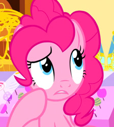 Size: 526x586 | Tagged: safe, screencap, pinkie pie, earth pony, pony, g4, it isn't the mane thing about you, cropped, indoors, solo, sugarcube corner