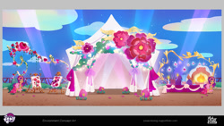 Size: 2000x1127 | Tagged: safe, artist:jooann loong, sunny starscout, earth pony, g5, my little pony: tell your tale, official, spoiler:g5, behind the scenes, clothes, cloud, dress, female, flower, flower in hair, looking at you, mare, night, tent, upcoming