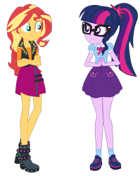 Size: 4055x5087 | Tagged: safe, artist:gmaplay, sci-twi, sunset shimmer, twilight sparkle, equestria girls, equestria girls specials, g4, my little pony equestria girls: better together, my little pony equestria girls: holidays unwrapped, o come all ye squashful, duo, duo female, female, holiday, sci-twi skirt, simple background, sunset shimmer day, transparent background