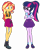 Size: 4055x5087 | Tagged: safe, artist:gmaplay, sci-twi, sunset shimmer, twilight sparkle, equestria girls, equestria girls specials, g4, my little pony equestria girls: better together, my little pony equestria girls: holidays unwrapped, o come all ye squashful, belt, best friends, boots, clothes, confused, crossed arms, cutie mark on clothes, duo, duo female, female, geode of empathy, geode of telekinesis, glasses, hands together, holiday, jewelry, leather, leather belt, leather boots, leather vest, looking at each other, looking at someone, magical geodes, necklace, pendant, pink skirt, pocket, polo shirt, ponytail, purple skirt, sci-twi skirt, shirt, shoes, shoulderless, shoulderless shirt, simple background, socks, spikes, studs, sunset shimmer day, teenager, transparent background, vest, young adult