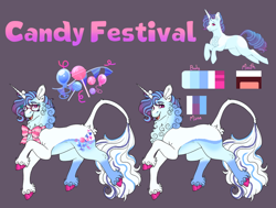 Size: 1280x967 | Tagged: safe, artist:malinraf1615, oc, oc only, oc:candy festival, pony, unicorn, bowtie, glasses, horn, male, necktie, offspring, parent:party favor, parent:sugar belle, parents:partybelle, reference sheet, simple background, solo, stallion