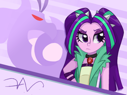 Size: 1600x1200 | Tagged: safe, artist:swasfews, aria blaze, human, rainbow rocks 10th anniversary, equestria girls, g4, disguise, disguised siren, eyeshadow, female, gem, makeup, pigtails, purple eyes, purple eyeshadow, red eyes take warning, siren gem, solo, twintails