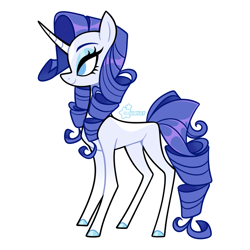 Size: 2048x2048 | Tagged: safe, artist:3ggmilky, part of a set, rarity, pony, unicorn, g4, alternate design, alternate hairstyle, blue eyes, blue eyeshadow, blue hooves, coat markings, colored, colored hooves, colored horn, concave belly, curly mane, curly tail, curved horn, eyelashes, eyeshadow, facial markings, female, flat colors, hooves, horn, lidded eyes, long legs, long mane, long tail, makeup, mare, markings, missing cutie mark, no catchlights, no pupils, purple mane, purple tail, redesign, ringlets, shiny hooves, shiny mane, shiny tail, signature, simple background, slender, smiling, solo, star (coat marking), tail, thin, thin legs, unicorn horn, unshorn fetlocks, white background, white coat