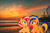 Size: 900x600 | Tagged: safe, artist:mlpfan3991, artist:stephen-fisher, sunset shimmer, oc, oc:flare spark, pegasus, pony, unicorn, g4, beach, canon x oc, duo, duo female, female, horn, irl, lesbian, outdoors, photo, pier, real life background, santa monica, ship:flareset, sunset, sunset shimmer day